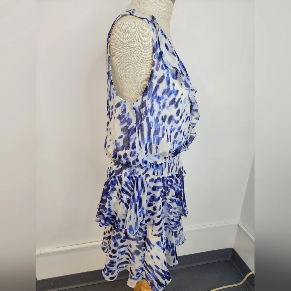 BCBGMaxAzria White and Blue Printed Mini Dress - Picture 10 of 16